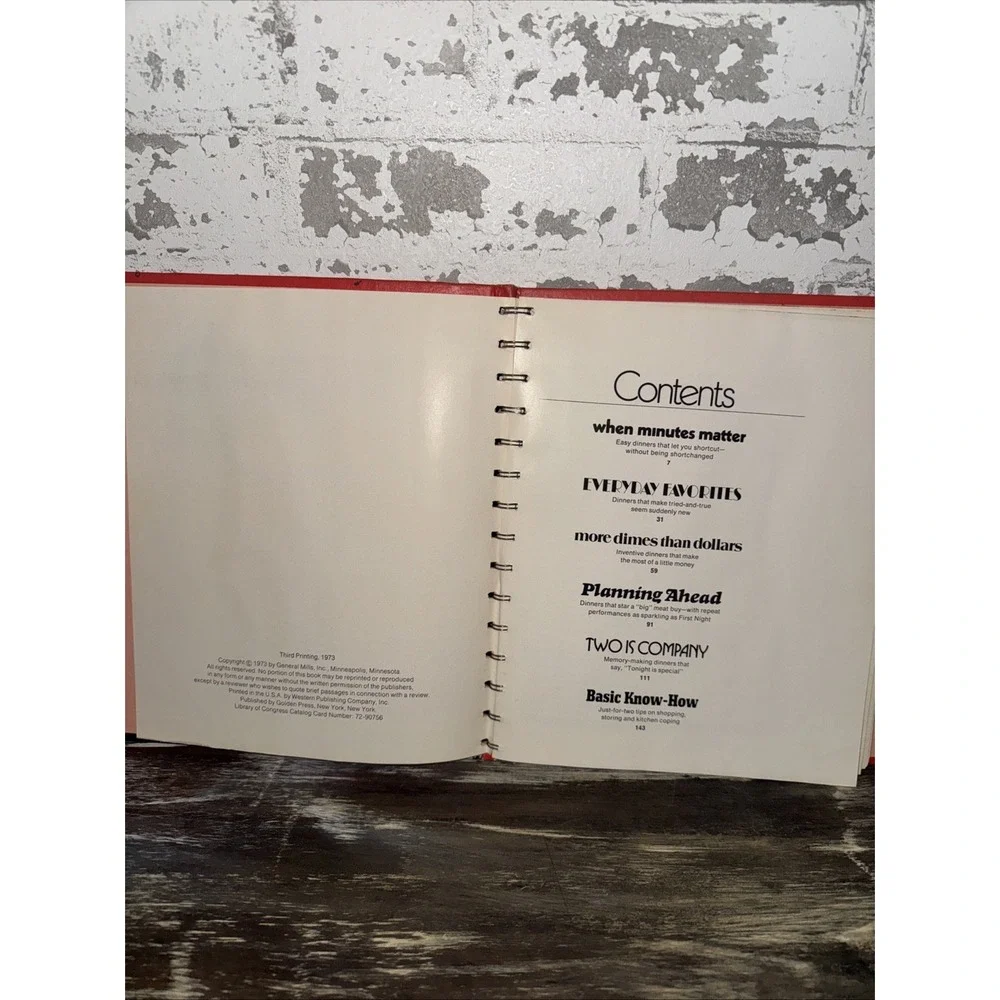 Betty Crocker's Dinner For Two Cookbook 1973 First Vintage Spiralbound Hardcover